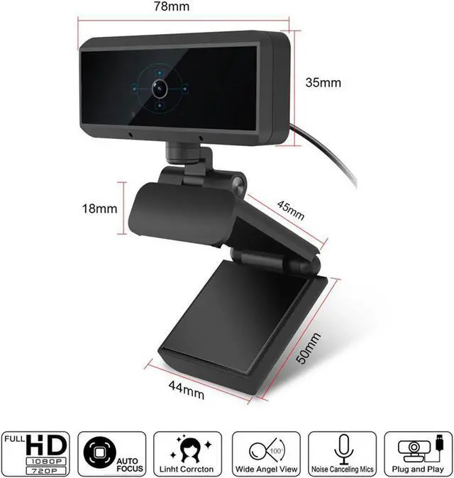 Alt view image 2 of 7 - Anivia 1080p HD Auto Focus Webcam, USB Desktop Laptop Camera, Mini Plug and Play Video Calling Computer Camera, Built-in Mic, Flexible Rotatable Clip