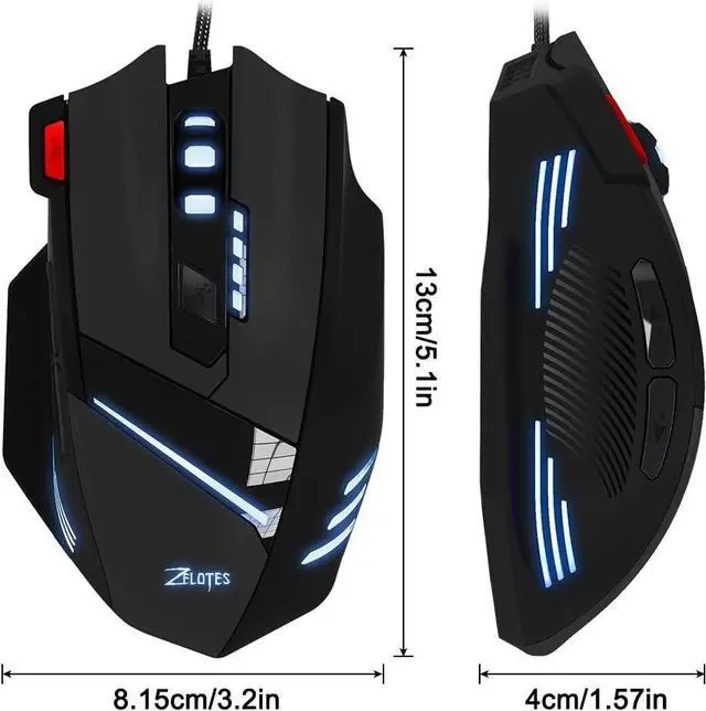 Alt view image 7 of 7 - PC USB Gaming mice T60 7200 DPI Wired Computer Mice 7 Buttons Multi-Modes LED Lights Gaming Mouse for PC Mac