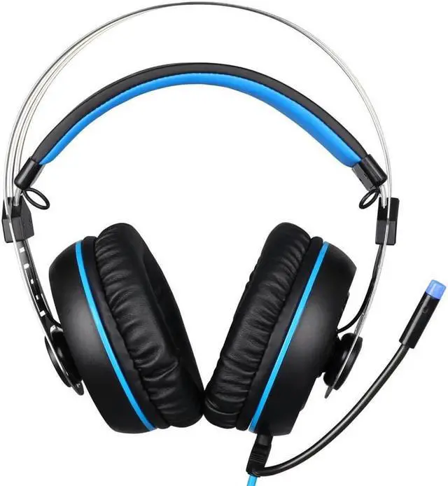 Alt view image 6 of 6 - 7.1 Virtual Surround Sound USB Gaming Headset with Microphone Intelligent Noise Cancelling Gaming Headphones LED Light for Laptop PC Mac (Black&Blue)