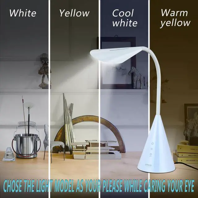 Alt view image 6 of 7 - GUANYA 8W Aluminum LED Desk Lamp, Touch Control, 4 Lighting Modes (white)