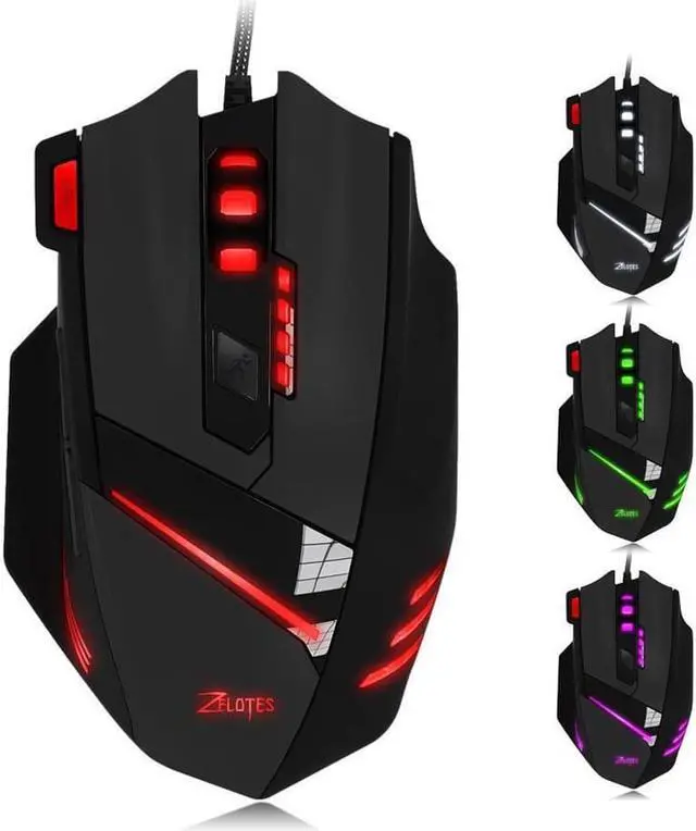 Alt view image 2 of 6 - Zelotes T60 Gaming Mice 7200 DPI Wired USB Computer Mice 7 Buttons Multi-Modes LED Lights Gaming Mouse for PC Mac