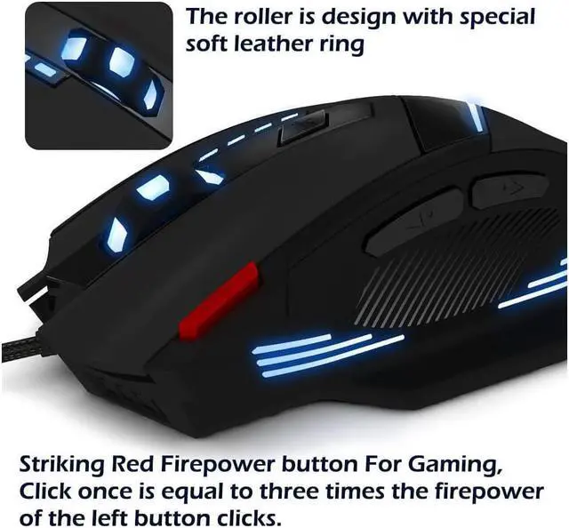 Alt view image 4 of 6 - Zelotes T60 Gaming Mice 7200 DPI Wired USB Computer Mice 7 Buttons Multi-Modes LED Lights Gaming Mouse for PC Mac