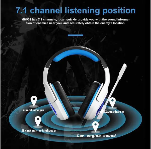 Alt view image 3 of 6 - 7.1 Wired PC Gaming Headset,PS4 Gaming Headset High sound sensitivity Headphone with Mic for New Xbox One/Mac