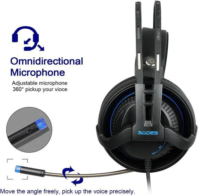 Alt view image 2 of 7 - SADES SA-935 Gaming Headset Surround Sound Stereo With Mic 3.5MM Jack Multi-Platform Over-ear Headphones For New Xbox One/PC/PS4/Smartphones