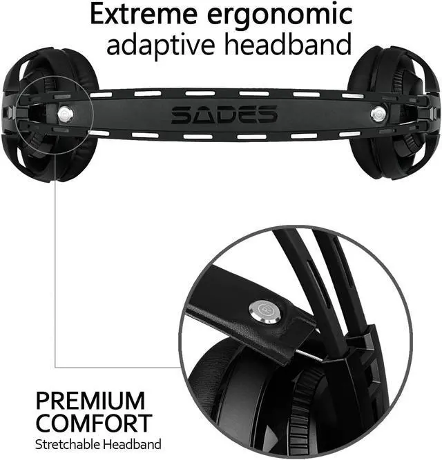 Alt view image 3 of 7 - SADES SA-935 Gaming Headset Surround Sound Stereo With Mic 3.5MM Jack Multi-Platform Over-ear Headphones For New Xbox One/PC/PS4/Smartphones