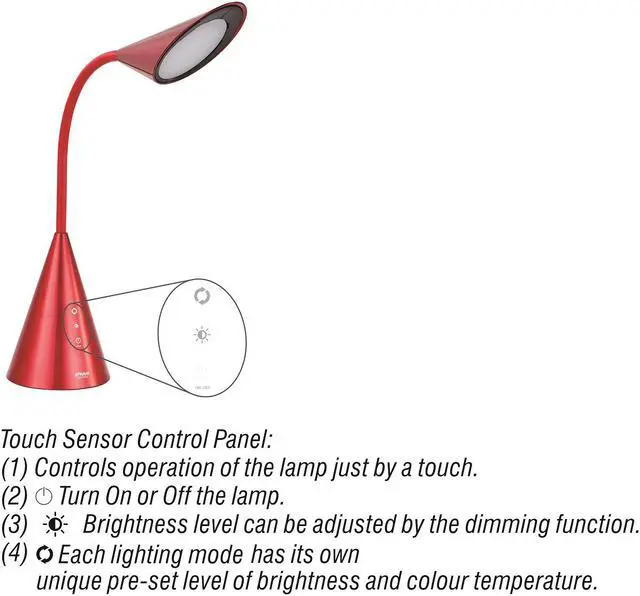 Alt view image 6 of 7 - LED Desk Lamp, Eye-caring Table Light with Touch Control, 8W Reading Lamp with Natural Light- Red