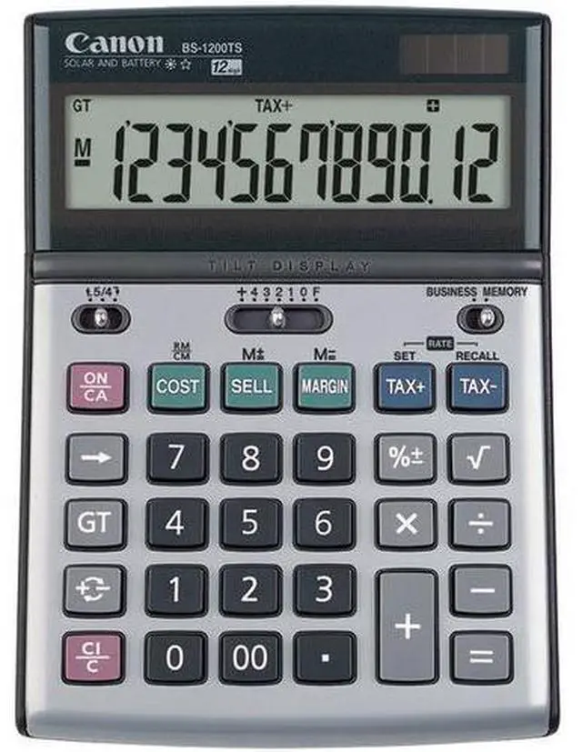 Alt view image 7 of 9 - Canon BS-1200TS Desktop Calculator 12-Digit LCD Display 8507A010