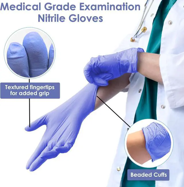 Alt view image 2 of 7 - Innovative Haus Indigo Small Powder Free Nitrile Gloves. 3.6 Mil Latex Free Non Allergenic Multi Purpose Non Sterile Disposable Gloves. Puncture Resistant and Textured for Extra Grip. 100 Pack