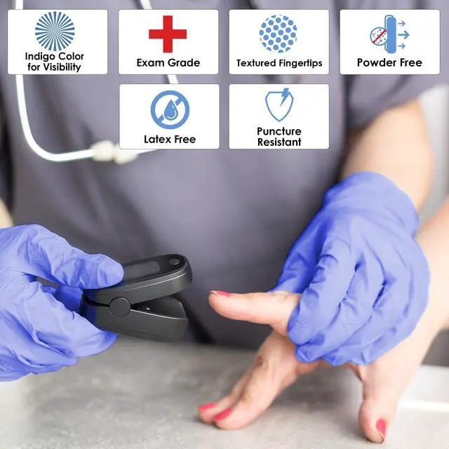 Alt view image 3 of 7 - Innovative Haus Indigo Small Powder Free Nitrile Gloves. 3.6 Mil Latex Free Non Allergenic Multi Purpose Non Sterile Disposable Gloves. Puncture Resistant and Textured for Extra Grip. 100 Pack