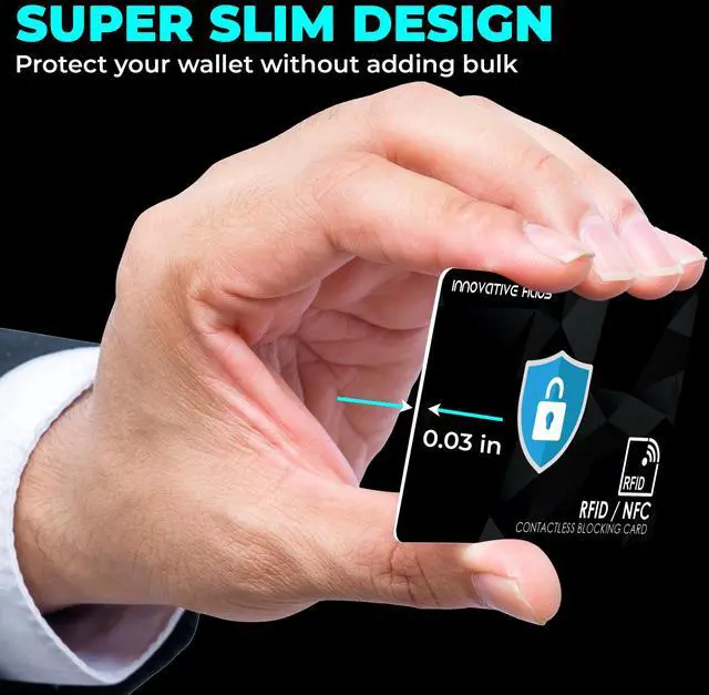 Alt view image 6 of 6 - Innovative Haus RFID Blocking Card - Slim RFID and NFC Contactless Credit and Debit Card Protector for Wallets and Purses - 4 Pack