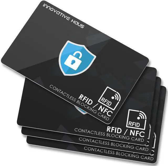 Main image of Innovative Haus RFID Blocking Card - Slim RFID and NFC Contactless Credit and Debit Card Protector for Wallets and Purses - 4 Pack