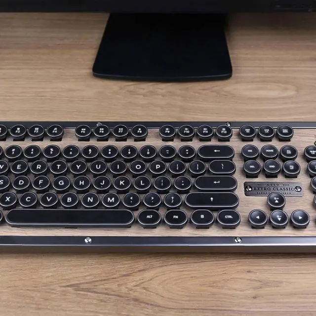 Alt view image 5 of 20 - Azio Keyboard MK-RETRO-W-01B-US Bluetooth Retro Classic Mechanical Keyboard Elwood