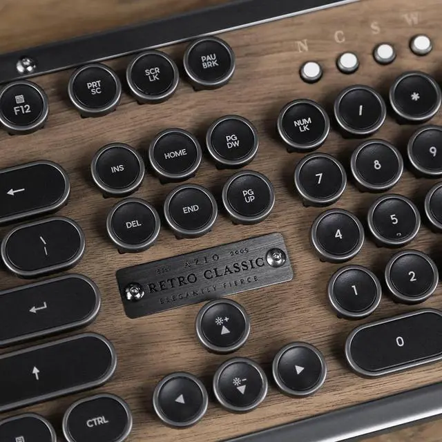 Alt view image 6 of 20 - Azio Keyboard MK-RETRO-W-01B-US Bluetooth Retro Classic Mechanical Keyboard Elwood