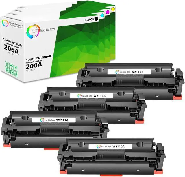 Main image of True Color Toner 206A Toner Cartridge 4 Pack - Premium Compatible Replacement for HP 206A W2110A W2111A W2112A W2113A Works With HP Color LaserJet Pro M255dw M282 283fdw 283fdw