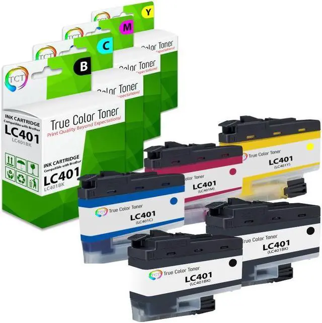 Main image of TCT LC401 Ink Cartridge 5 Pack - Premium Compatible Replacement for Brother LC401 LC401BK LC401C LC401M LC401Y Works With Brother MFC-J1010 J1012 J1170