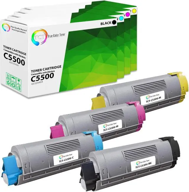 Main image of True Color Toner C5500 Toner Cartridge 4 Pack - Premium Compatible Replacement for Okidata 43324404 43324403 43324402 43324401 Works With C5500 C5500N C5650 C5650N C5800 C5900 MFP