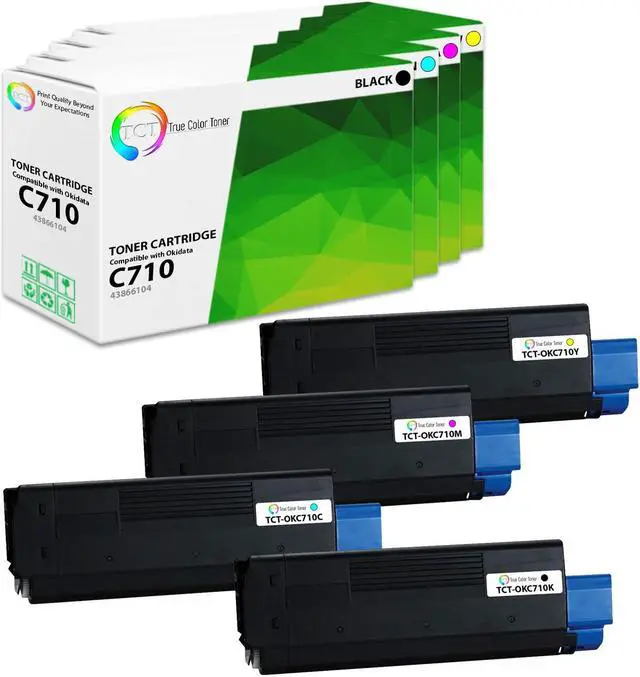 Main image of True Color Toner C710 Toner Cartridge 4 Pack - Premium Compatible Replacement for Okidata 43866104 43866103 43866102 43866101 Works With Okidata C710