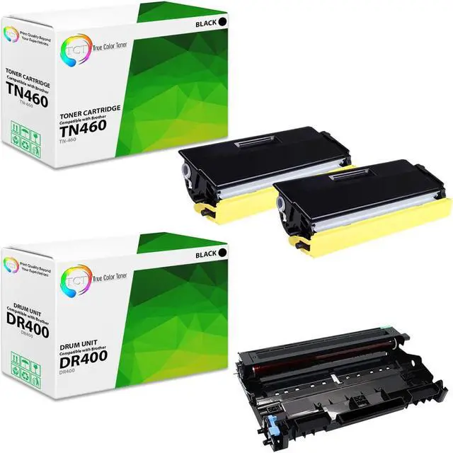 Main image of True Color Toner TN460 Toner Cartridge 2 Pack and DR400 Drum Unit - Premium Compatible Replacements for Brother DCP-1200 1400 HL-1230 1270N MFC-8300 IntelliFax-4100