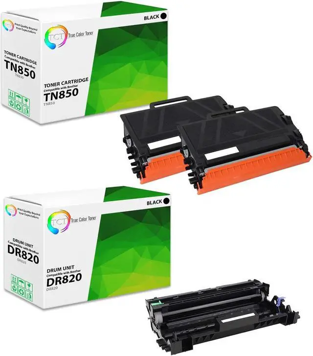Main image of True Color Toner TN850 Toner Cartridge 2 Pack and DR820 Drum Unit - Premium Compatible Replacements for Brother DCP-L5500DN HL-L5000D L6400DWT MFC-L5800DW L6900DW