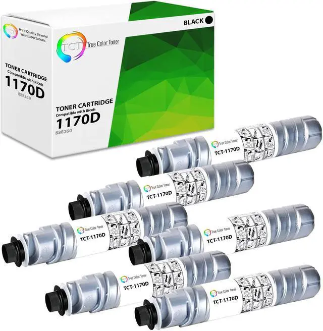 Main image of True Color Toner 1170D Toner Cartridge 6 Pack - Premium Compatible Replacement for Ricoh Aficio Type 1170D 1270D 888260 888260 Black Works With Ricoh Aficio 1515 1515F 1515MF