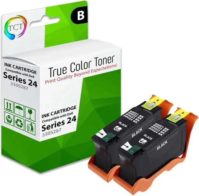 Main image of True Color Toner 24BK Black Ink Cartridge 2 Pack - Premium Compatible Replacement for Dell 24 24BK Series T109N 330-5287 Black Works With Dell P713w V715w