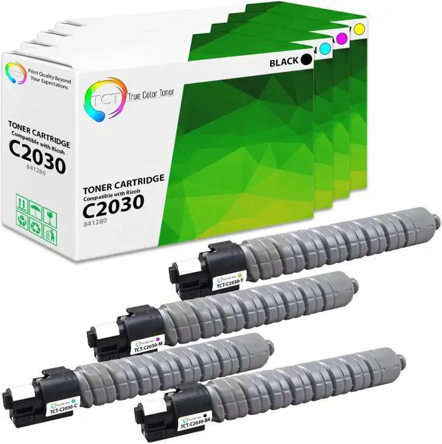 Main image of True Color Toner C2030 Toner Cartridge 4 Pack - Premium Compatible Replacement for Ricoh Aficio 841280 841281 841282 841283 Works With Ricoh Aficio MP C2030 C2050 C2550
