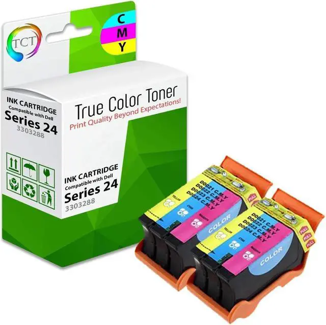 Main image of True Color Toner 24CL Ink Cartridge 2 Pack - Premium Compatible Replacement for Dell 24 24CL Series T110N 330-3288 Color Works With Dell P713w V715w