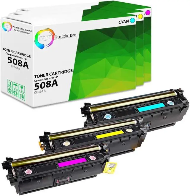 Main image of True Color Toner 508A Color Toner Cartridge 3 Pack - Premium Compatible Replacement for HP 508A CF361A CF362A CF363A Works With HP LaserJet Enterprise M552 M553 M577