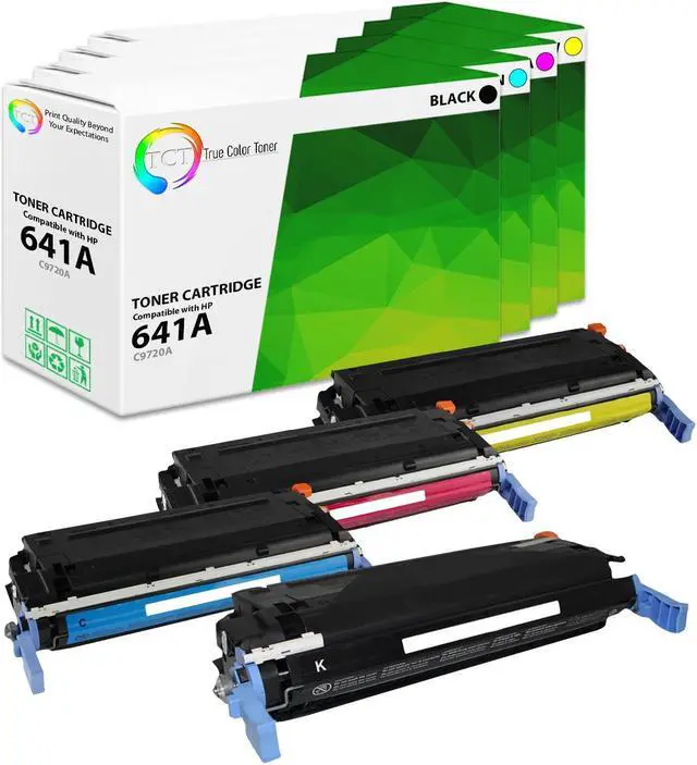 Main image of True Color Toner 641A Toner Cartridge 4 Pack - Premium Compatible Replacement for HP 641A C9720A C9721A C9722A C9723A Works With HP Color LaserJet 4600 4610 4650