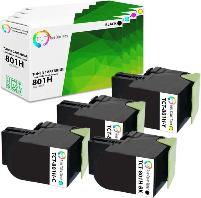 Main image of True Color Toner Premium Compatible Toner Cartridge Replacement for Lexmark 801H 80C1HK0 80C1HC0 80C1HM0 80C1HY0 High Yield Works With Lexmark CX410de CX410dte CX510de CX510dhe