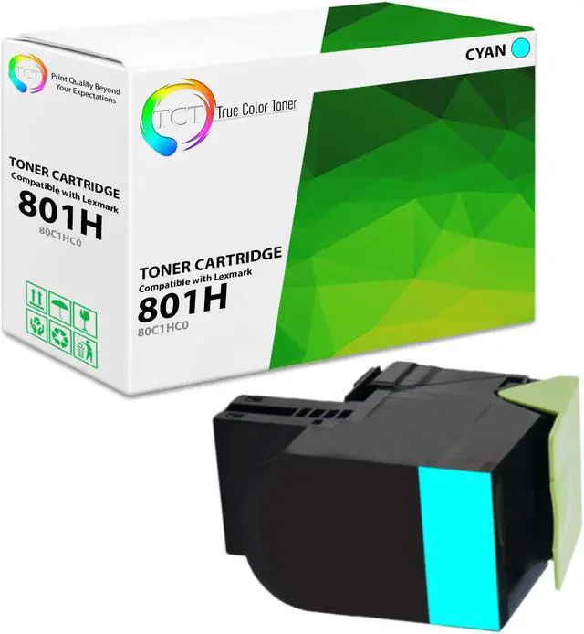 Main image of True Color Toner Premium Compatible Toner Cartridge Replacement for Lexmark 801H 80C1HC0 Cyan High Yield Works With Lexmark CX410de CX410dte CX510de CX510dhe