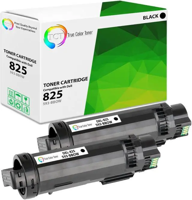 Main image of True Color Toner 825 Black Toner Cartridge 2 Pack - Premium Compatible Replacement for Dell 825K 593-BBOW Black Works With Dell H625CDW H825CDW S2825CDN