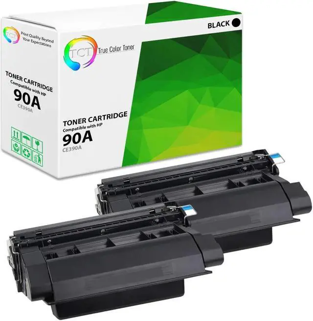 Main image of True Color Toner 90A Toner Cartridge 2 Pack - Premium Compatible Replacement for HP 90A CE390A Black Works With HP LaserJet Enterprise M4555 MFP 600 M601 M602 M603