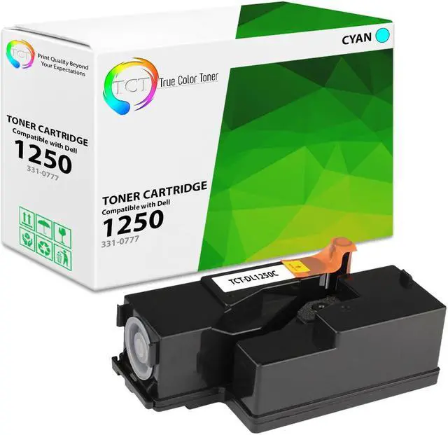 Main image of True Color Toner 1250 Cyan Toner Cartridge - Premium Compatible Replacement for Dell 331-0777 Cyan Works With Dell 1250 1350CNW 1355CN 1355CNW C1760NW C1765NF C1765NFW