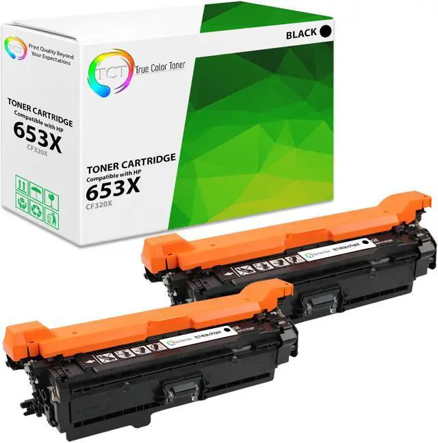 Main image of True Color Toner 653X Black Toner Cartridge 2 Pack - Premium Compatible Replacement for HP 653X CF320X High Yield Black Works With HP Color LaserJet Enterprise MFP M680Z M680F M680DN