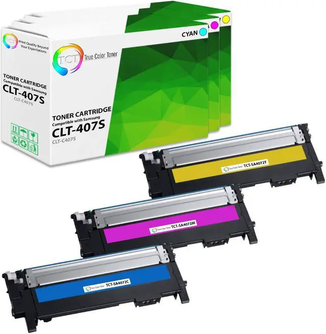 Main image of True Color Toner 407S Color Toner Cartridge 3 Pack - Premium Compatible Replacement for Samsung CLT-407S Works With Samsung CLP-320 320N 321N CLX-3180