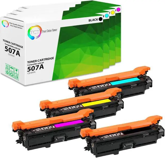Main image of TCT 507A Toner Cartridge 4 Pack - Premium Compatible Replacement for HP 507X 507A CE400A CE401A CE402A CE403A Works With HP Laserjet Enterprise M551 M575