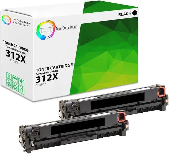 Main image of True Color Toner 312X Black Toner Cartridge 2 Pack - Premium Compatible Replacement for HP 312X CF380X Black High Yield Works With HP Color LaserJet Pro MFP M476NW M476DN M476DW