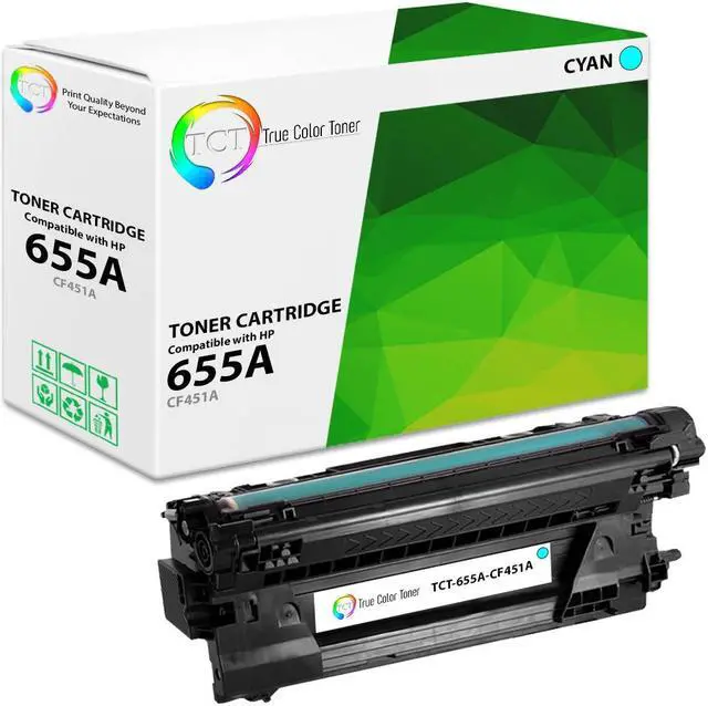 Main image of TCT 655A Cyan TAA Compliant Toner Cartridge - Premium Compatible Replacement for HP 655A CF451A Works With HP Color Laserjet Enterprise M652 M653 M681 M682 Printers
