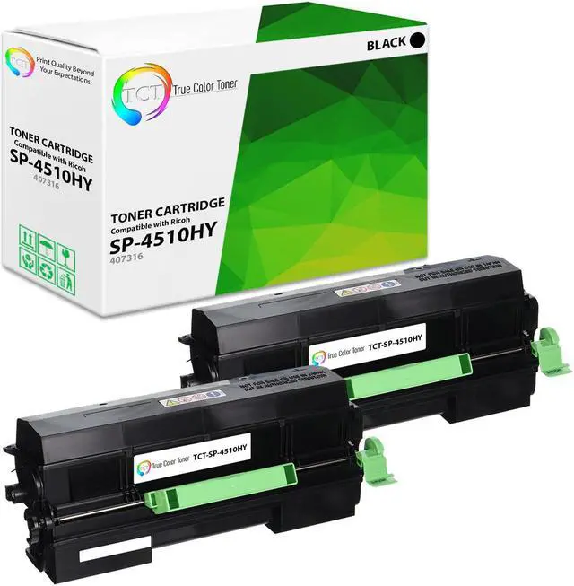 Main image of True Color Toner SP-4510HY Toner Cartridge 2 Pack - Premium Compatible Replacement for Ricoh SP4510 407316 Black Extra High Yield Toner Cartridge Replacement for Ricoh SP4510DN SP4510SF