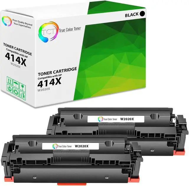 Main image of True Color Toner 414X Black Toner Cartridge 2 Pack - Premium Compatible Replacement for HP 414X W2020X Black High Yield Works With HP Color LaserJet Pro M454 MFP M479