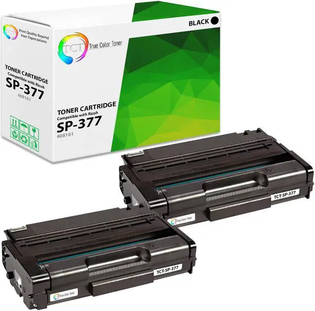 Main image of True Color Toner SP-377 Toner Cartridge 2 Pack - Premium Compatible Replacement for Ricoh Aficio SP-377 408161 Black Works With Ricoh Aficio SP377DNwX SP377SFNwX