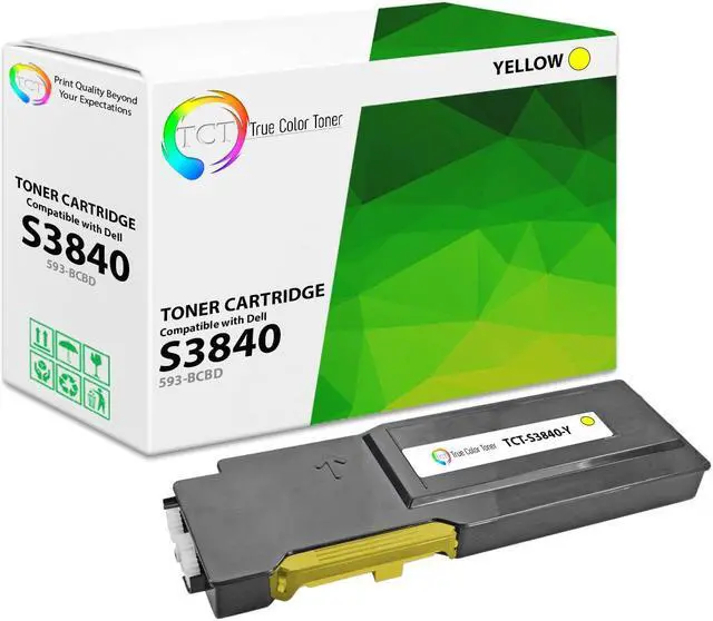 Main image of True Color Toner S3840 Yellow Toner Cartridge - Premium Compatible Replacement for Dell S3840 S3845 593-BCBD Yellow Works With Dell S3840 S3840cdn S3845cdn