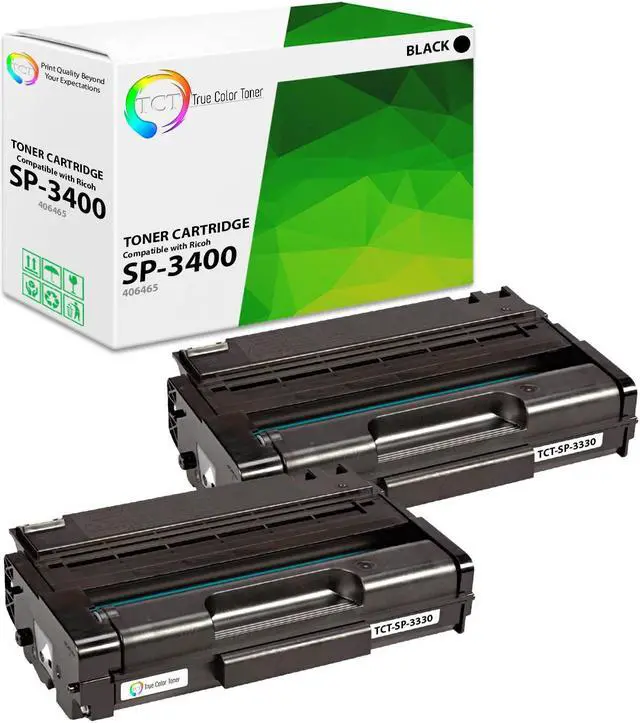 Main image of True Color Toner SP-3400 Toner Cartridge 2 Pack - Premium Compatible Replacement for Ricoh Aficio SP-3400 406465 406464 406522 Black Works With Ricoh Aficio SP3400N SP3400SF SP3410DN