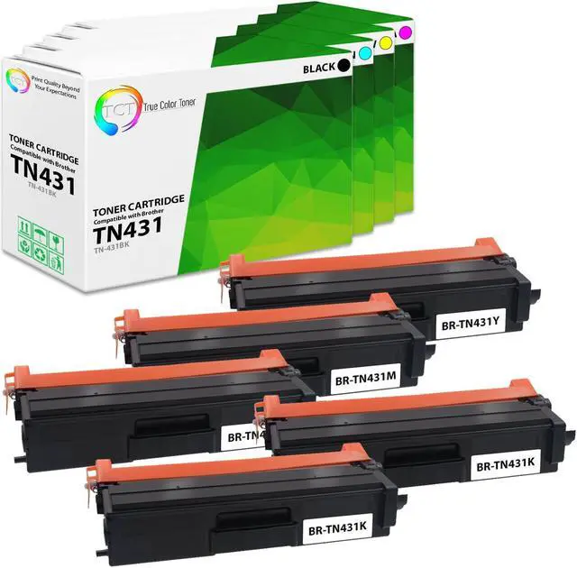 Main image of True Color Toner TN431 Toner Cartridge 5 Pack - Premium Compatible Replacement for Brother TN431BK TN431C TN431M TN431Y Works With Brother HL-L8260CDW L8360CDW L8360CDWT MFC-L8610CDW