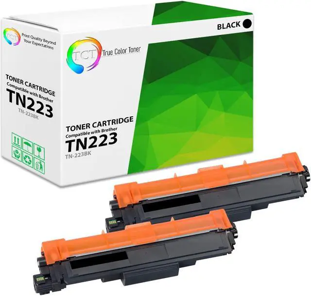 Main image of True Color Toner TN223 Black Toner Cartridge 2 Pack - Premium Compatible Replacement for Brother TN223 TN-223 TN223BK Black Works With Brother HL-L3210CW L3270CDW MFC-L3710CW DCP-L3510CDW