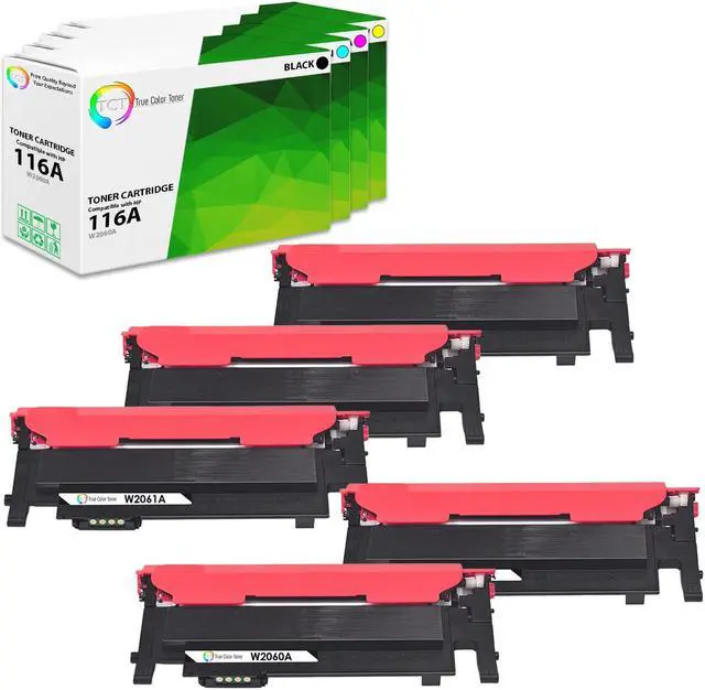 Main image of True Color Toner 116A Toner Cartridge 5 Pack - Premium Compatible Replacement for HP 116A W2060A W2061A W2062A W2063A Works With HP Color Laser MFP 179fnw