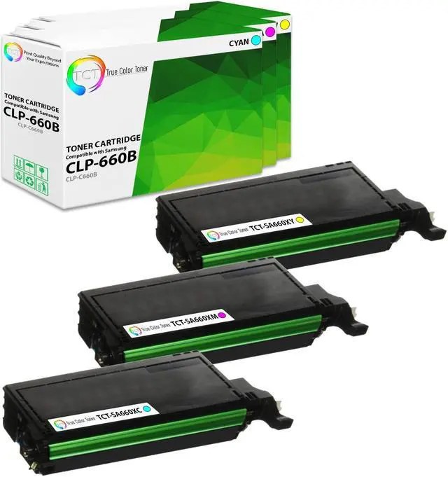 Main image of True Color Toner 660B Color Toner Cartridge 3 Pack - Premium Compatible Replacement for Samsung CLP-660B CLP-C660B CLP-M660B CLP-Y660B Works With Samsung CLP-660N 610ND 660ND