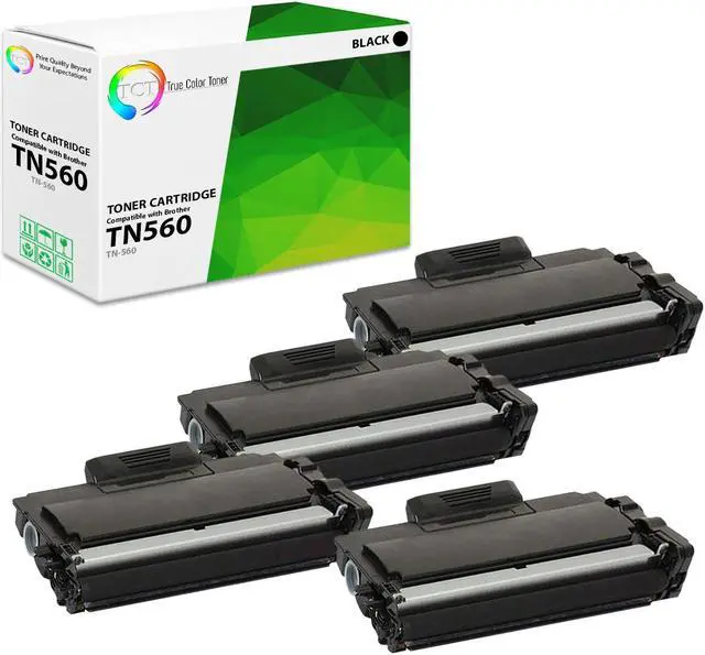 Main image of True Color Toner TN560 Toner Cartridge 4 Pack - Premium Compatible Replacement for Brother TN-560 TN560 Black High Yield Works With Brother HL-1650 1650N 1850 5040 5050 5070 MFC-8420