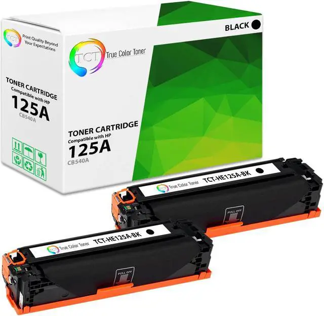 Main image of True Color Toner 125A Black Toner Cartridge 2 Pack - Premium Compatible Replacement for HP 125A CB540A Works With HP Color LaserJet CP1215 CP1515N CP1518NI CM1312